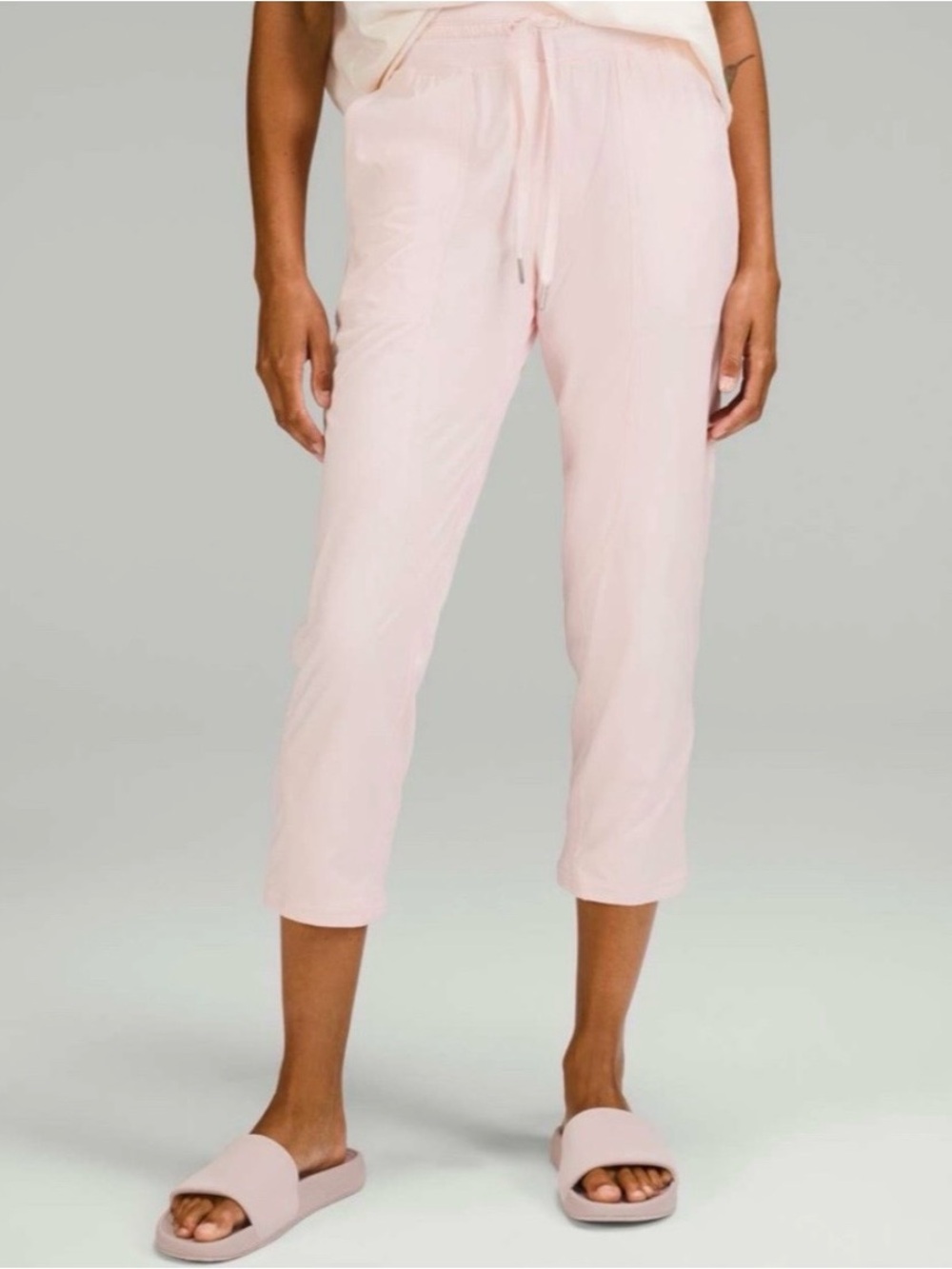 lululemon athletica Light Pink Strawberry Pink Cropped Drawstring Pants